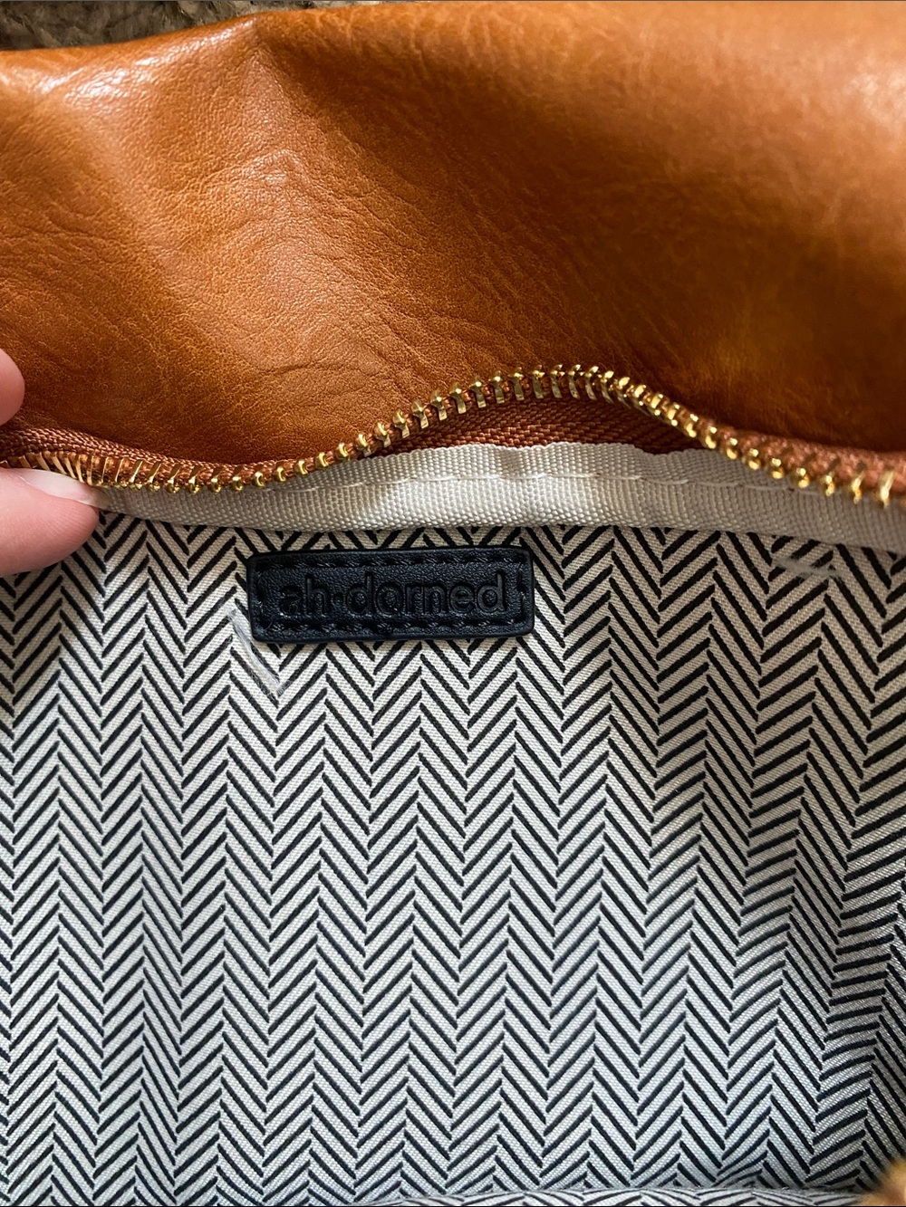Tan Leather Crossbody Mini Bag with Signature Webbing Strap - Picture 3 of 5